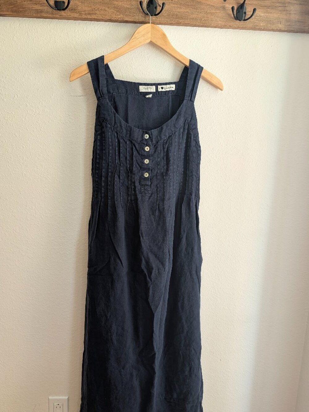 Women’s Navy Midi Dress with Button Front